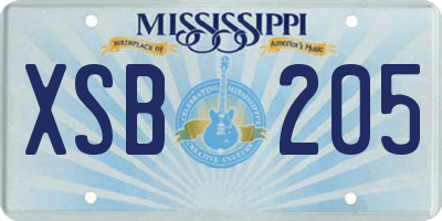 MS license plate XSB205