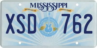 MS license plate XSD762