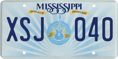 MS license plate XSJ040