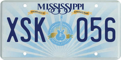 MS license plate XSK056
