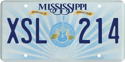 MS license plate XSL214