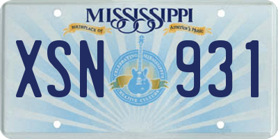 MS license plate XSN931