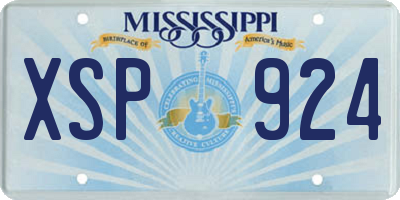 MS license plate XSP924