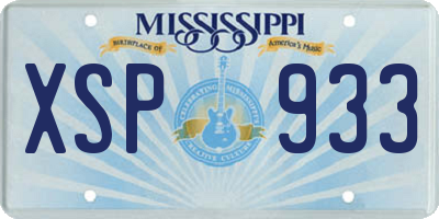 MS license plate XSP933