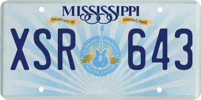 MS license plate XSR643