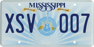 MS license plate XSV007