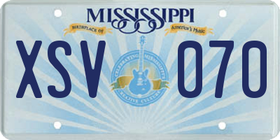 MS license plate XSV070