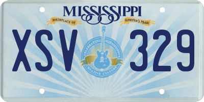 MS license plate XSV329