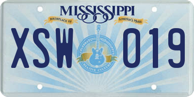 MS license plate XSW019