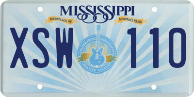 MS license plate XSW110