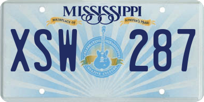 MS license plate XSW287