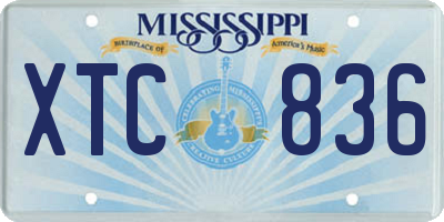 MS license plate XTC836
