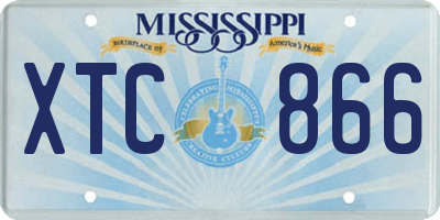 MS license plate XTC866