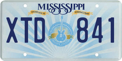 MS license plate XTD841