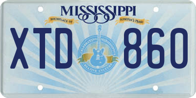 MS license plate XTD860