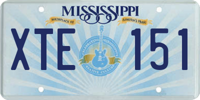 MS license plate XTE151