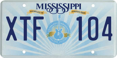 MS license plate XTF104