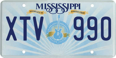 MS license plate XTV990