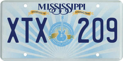 MS license plate XTX209