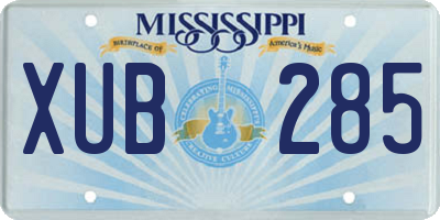 MS license plate XUB285