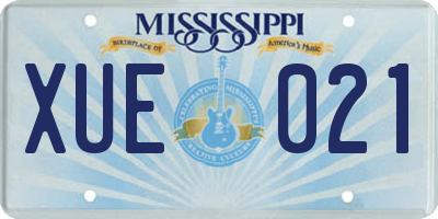 MS license plate XUE021