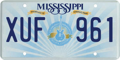 MS license plate XUF961