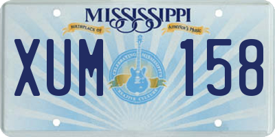 MS license plate XUM158