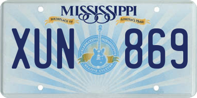 MS license plate XUN869