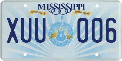 MS license plate XUU006