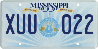 MS license plate XUU022