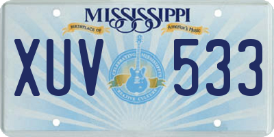 MS license plate XUV533