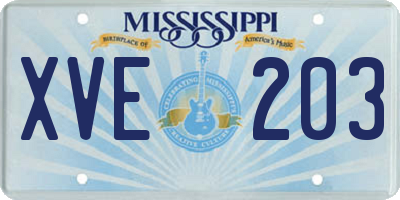 MS license plate XVE203