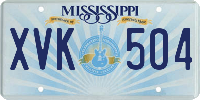 MS license plate XVK504