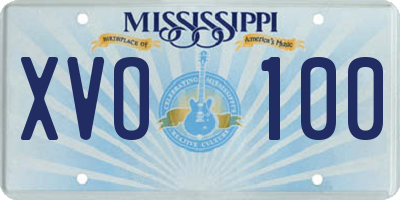 MS license plate XVO100