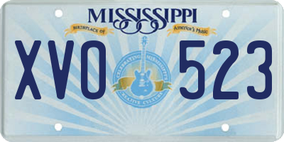 MS license plate XVO523