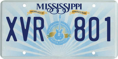 MS license plate XVR801