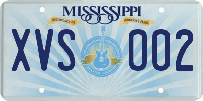 MS license plate XVS002