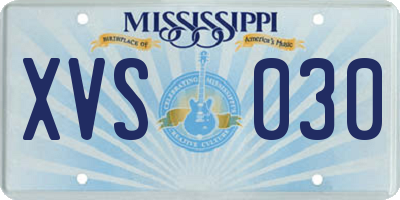 MS license plate XVS030