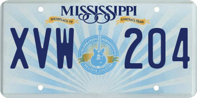 MS license plate XVW204