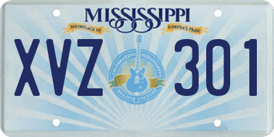 MS license plate XVZ301
