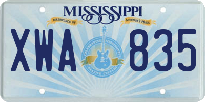 MS license plate XWA835