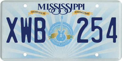 MS license plate XWB254