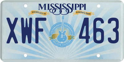 MS license plate XWF463