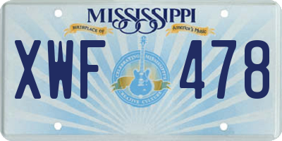 MS license plate XWF478