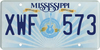 MS license plate XWF573