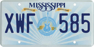 MS license plate XWF585