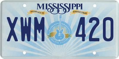 MS license plate XWM420