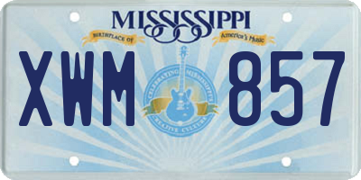 MS license plate XWM857