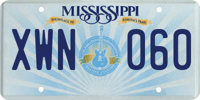 MS license plate XWN060