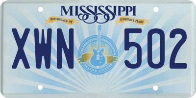 MS license plate XWN502
